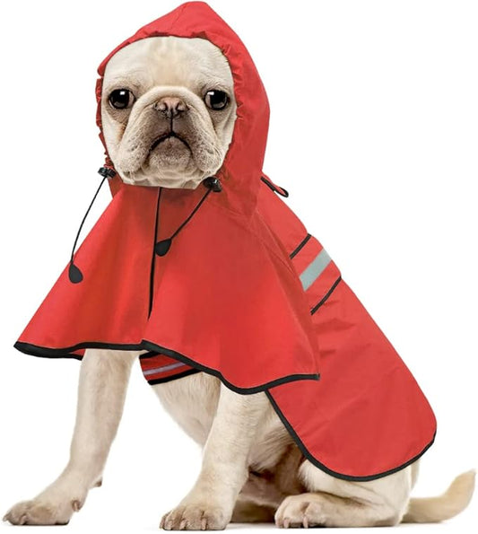 Reflective Dog Raincoat - Adjustable Waterproof Pet Rain Jacket, Lightweight Dog Hooded Rain Slicker Poncho for Small to X- Large Dogs and Puppies (Red, Small)