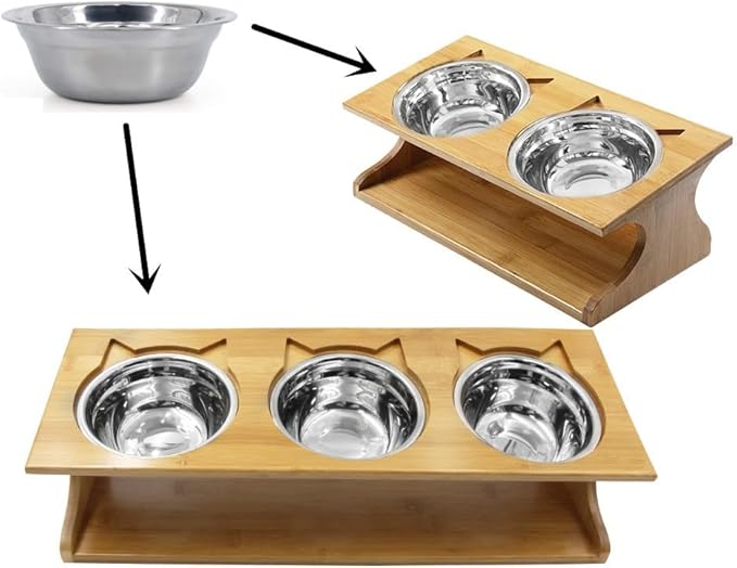 2Pcs Replaceable Bowls Stainless Steel for Cat Bowls Elevated Pet Bowls (Stainless Steel, Replaceable Bowl)