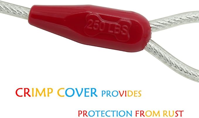 Petest 25ft Reflective Tie-Out Cable for Super Dogs Up to 250 Pounds