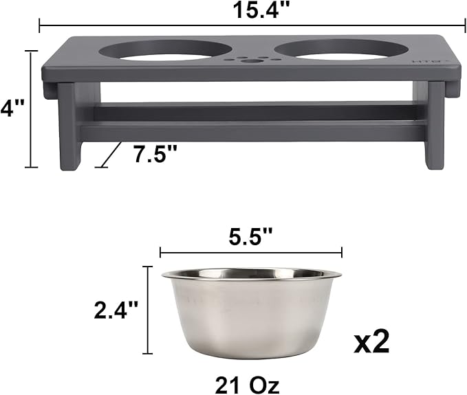 HTB Elevated Dog Bowls,Raised Dog Bowl Stand with 2 Stainless Steel Bowls,Elevated Raised Pets Bowls for Large Medium Small Sized Dogs