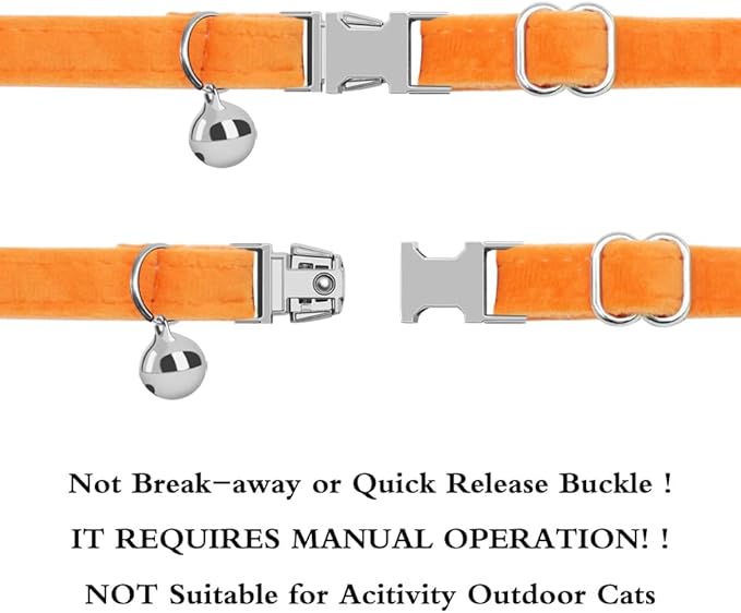 Personalized Cat Collar with Name Plate,Adjustable Tough Nylon Cat ID Collars with Bell,Customize Engraved Pet Name and Phone Number (Velvet Style D)