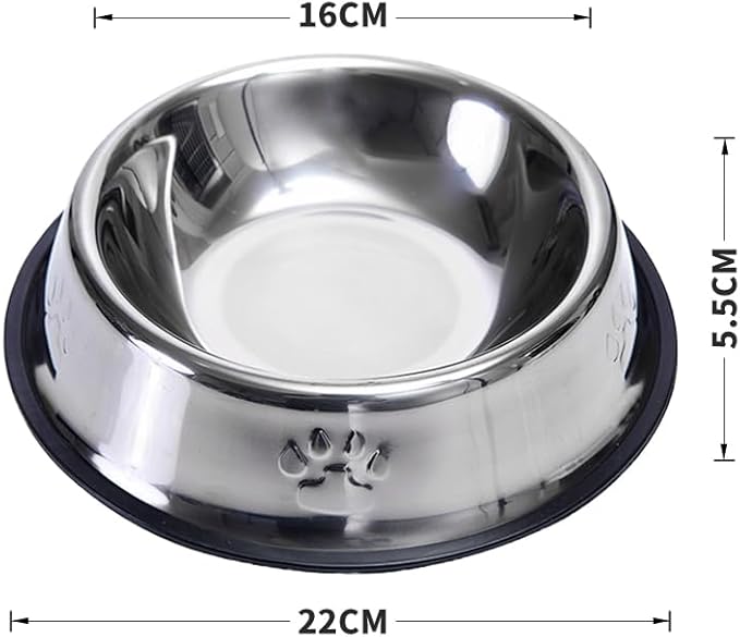 FAMILY'S BACKYARD Dog Bowls,Stainless Steel Dog and Cat Bowls, with a Diameter of 16CM at The Mouth and 22CM at The Bottom for Rust and Corrosion Prevention.