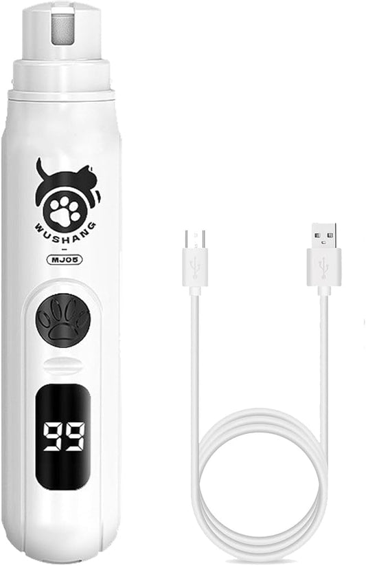 Dog Nail Grinder, Professional Electric Rechargeable Pet Nail Fast Trimmer, Painless, Claw Care Grooming, Smoothing, Silent - Shockproof, For Small, Large Dogs & Cats, upgraded (White - black, caw)