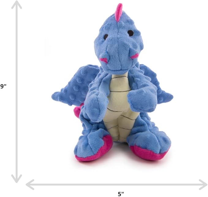 goDog Bubble Plush Dragons Squeaky Dog Toy, Chew Guard Technology - Periwinkle, Large