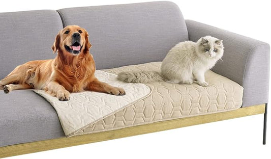 Waterproof and Non-Slip Dog Bed Cover and Pet Blanket Sofa Pet Bed Mat ，car Incontinence Mattress Protectors Furniture Couch Cover for Most Cats Dogs,Pets（30x70-Beige）
