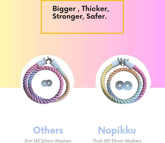 3pcs Nopikku Gradient Bendable Bird Rope Perches Climbing Rope Toys Fun Bird Cage Accessories for Parakeet Lovebirds Cockatiels Budgies Play (2 Long + 1 Short)