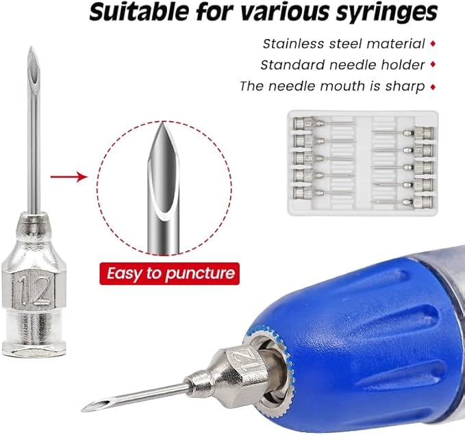 Veterinary Needles, Cattle Needle Poultry Injection Needles 12 Sticks,Suitable for Pigeons, Chickens, Ducks, Geese, Pigs, Sheep, Horses (9X15 20G)