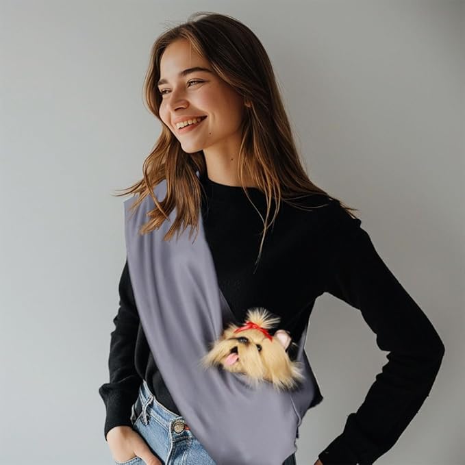 Dog Sling Carrier for Small Dogs, Up to 11 lbs, Dog Carrier Sling is Easy to Carry, Hand Free, Keep Warm, Grey