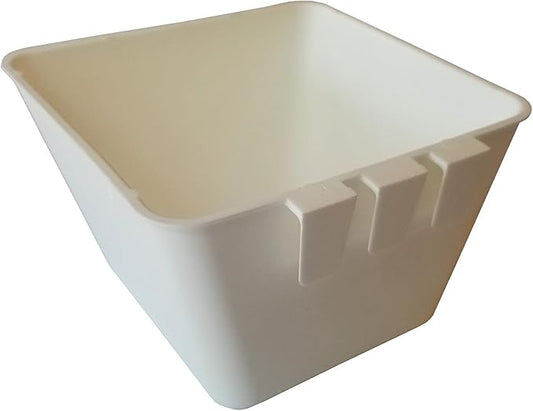Cage Cups Square 1.2 Quart / 38 fl oz Water Dish for Poultry, Dogs, Cats, Hanging Feed & Water Cage Cups (50, White)