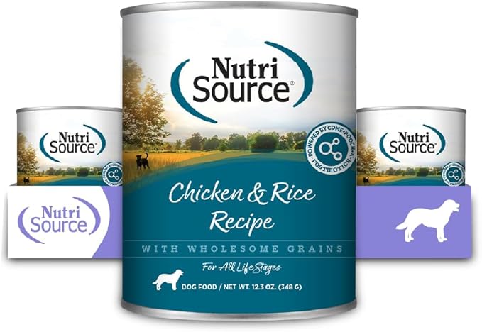 NutriSource Chicken & Rice Recipe Dog Food, Premium Wet Dog Food, 12.3 Ounce (Pack of 12)