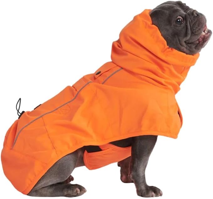Spark Paws Dog Raincoat, Waterproof Windproof Rain Jacket, for Small Medium Large Extra Large Dogs, Reflective Breathable Full-Body Coverage Dry Suit - Orange - L