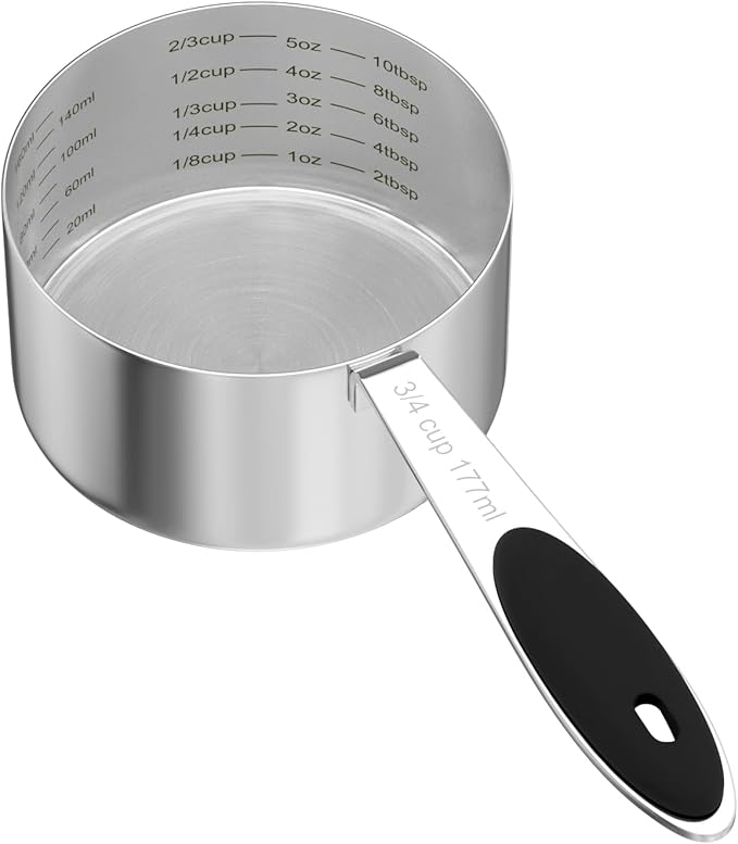 1PCS 3/4CUP(177ml) Dog Cat Food Scoop, Stainless Steel Measuring Cup, Metal Pet Scooper with Inner Precision Scale Measurement