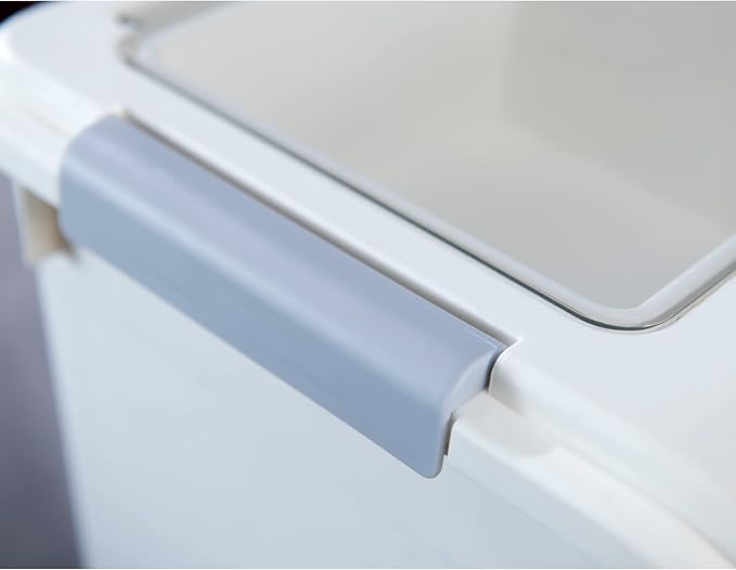 HANAMYA 25 Liter / 40 lbs Rice Storage Container with Measuring Cup, BPA free, For Rice | Grain | Pet Food | Flour, 1 count, White