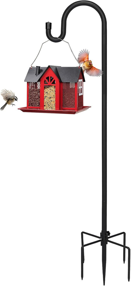 Kingsyard Adjustable Shepherd Hooks for Outdoor - 76 INCH Heavy Duty Bird Feeder Pole with 5 Prong Base, Hummingbird Feeder Stand, Garden Plant Baskets, Weddings Decor, Solar Light Lanterns