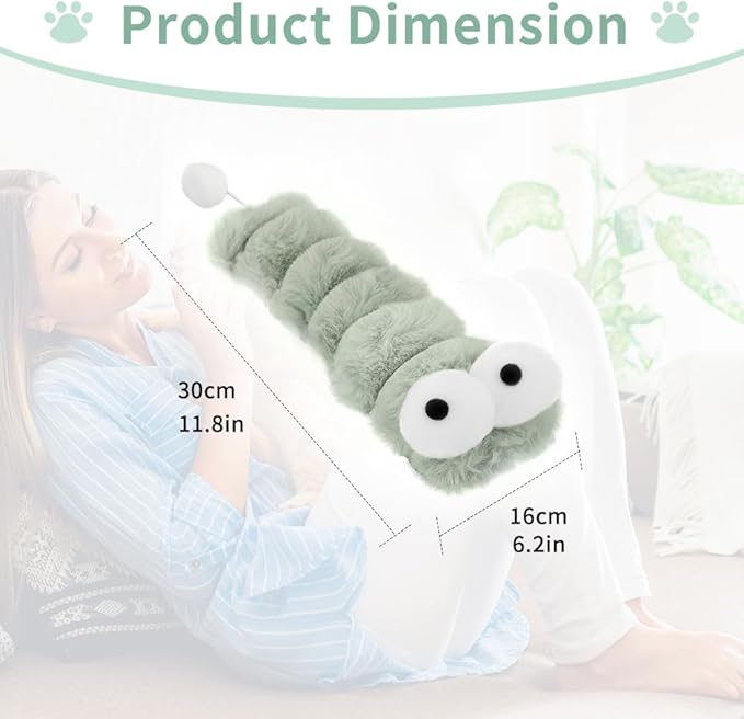 PAZ'S GIFT Cat Toy Interactive cat Mint cat Kick Toy, 11 feet Long, chewable Furry Plush Toy, Soothing Kitten Pillow，Appease The kitten's Pillow
