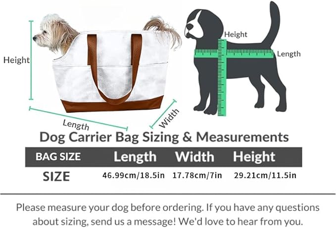 Premium Pet Carrier Tote Bag with Multiple Pockets, Brown/White PU Leather, 18.5L x 7W x 11.5H inches (White)
