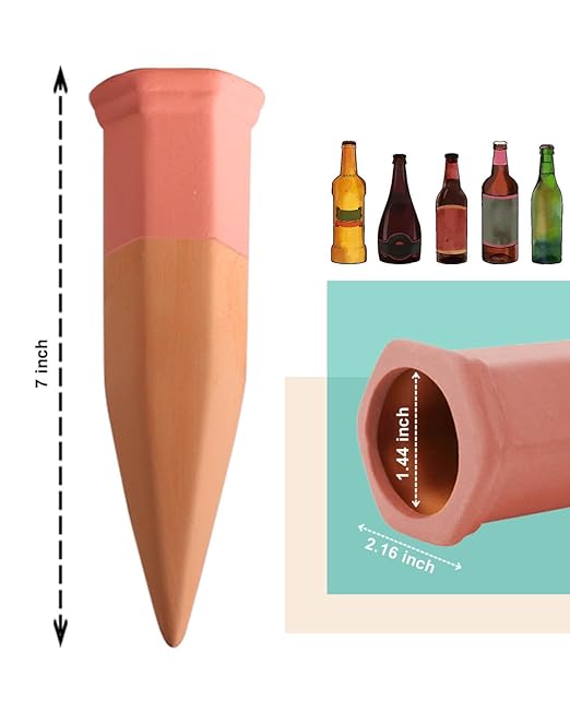 vensovo 10pcs Terracotta Watering Spikes - Colorful Automatic Self Watering Stakes, Plant Watering Devices for Wine Bottles Recycled Bottles, Clay Plant Garden Waterers for Vacations