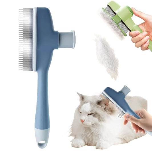 Pet Hair Removal Comb, 2025 New Flea Comb, Multifunctional Grooming Brush for Home Use, Portable Shedding Brush for Pet Owners (Blue)