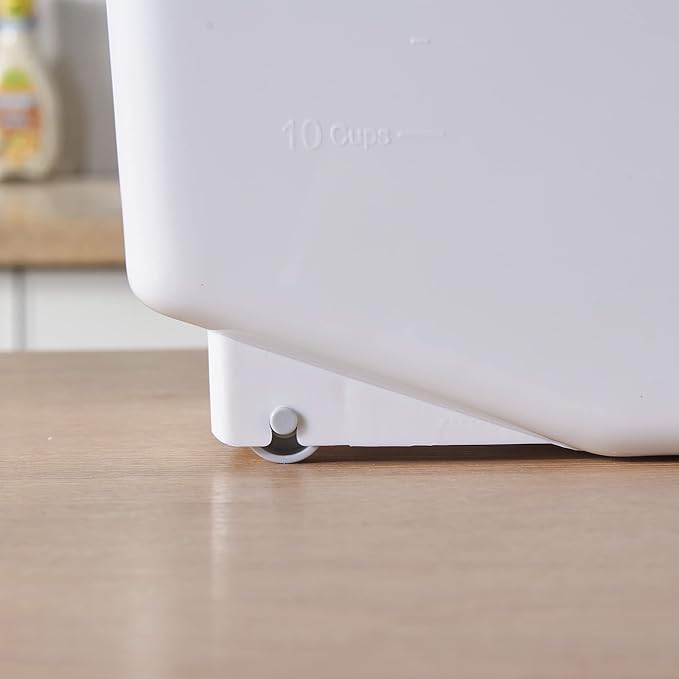 HANAMYA 15 Liter / 30 lbs Rice Storage Container with Measuring Cup, BPA free, For Rice | Grain | Pet Food | Flour, 1 count, White & Gray