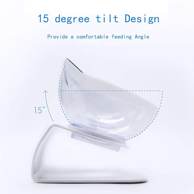 Luck Dawn Double Elevated Cat Bowls with Raised Stand, 15 Tilted cat Bowl Design Neck Guard Stand Raised Pet Food Water Feeder Bowl for Cats or Small Dogs