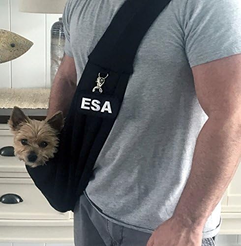 Small Emotional Support Dog Sling Carrier with ID Tag | EZ-Sling for Small Dogs | Includes Five ESA Handout Cards | Comfortable Alternative to Conventional pet Carriers