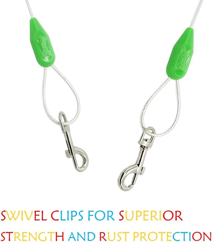 Petest 25ft Reflective Tie-Out Cable for Small Dogs Up to 35 Pounds