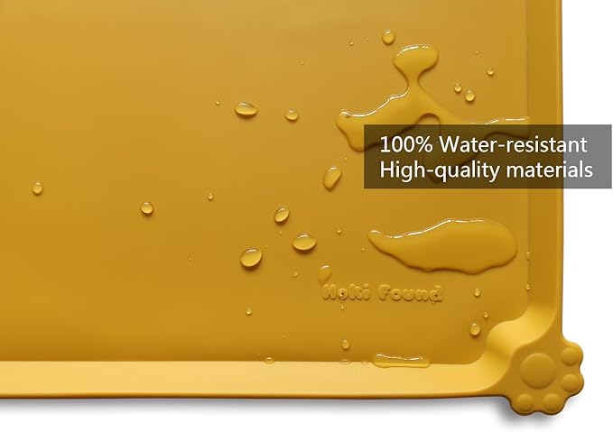 Hoki Found Large Silicone Pet Food Mats Tray - Non Slip Pet Dog Cat Bowl Mats Placemat - Dog Pet Cat Feeding Mat - Waterproof Dog Cat Food Mats -Pet Water Mats for Carpet - Honey