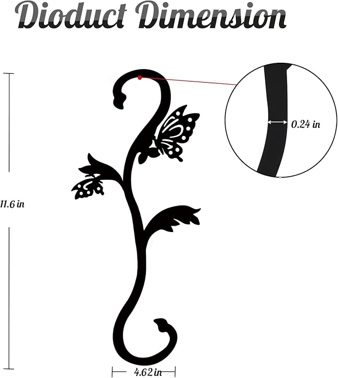 Hummingbird Bird Feeder Hanger Hooks for Outdoors Hanging, Shepherds Hanging Plant Hooks, S Garden Fence Hooks for House, Wind Chimes, Flower Basket(2PCS/Butterfly)