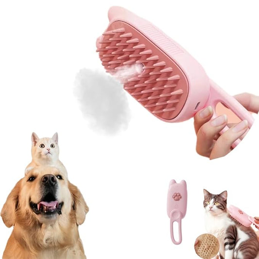 Steam Cat Brush Dog Brush for Shedding Rechargeable Cat Brush Unique Pet Brush The Handle Can be Rotated 360° (white)