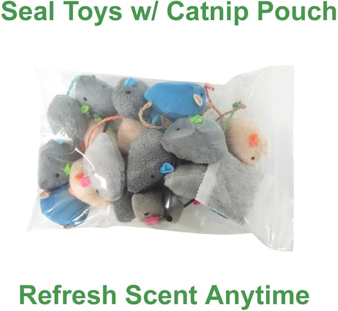 Cat Toys Mice for Bored Indoor Cats, 20 Pack Plush Mice with Catnip Smell and Bonus Pouch, Interactive Mouse Toy for Adult and Kitten (20 Pack Catnip Toys (5 Colors, 4 of Each Color))