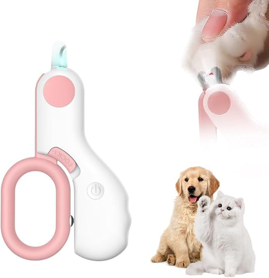 LED Pet Nail Clippers,Upgrade Cat Nail Clipper with Light,Cat Claw Trimmer Nail Clippers for Dogs,Trim Your Pets Nails Easy and Pain-Free Grooming Tool for Small Animals (Pink 1PCS)