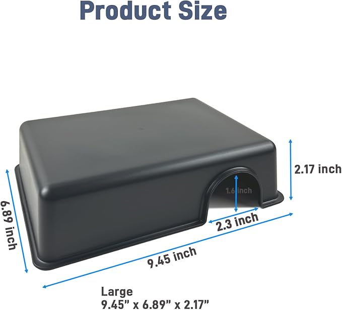 Durable Reptile Hide Box, Ball Python Hide, Leopard Gecko Hide, Bearded Dragon Hide, Easy to Clean Reptile Hides Cave for Tank, Snake Hide Enclosure (9.45" x 6.89" x 2.17" Large)