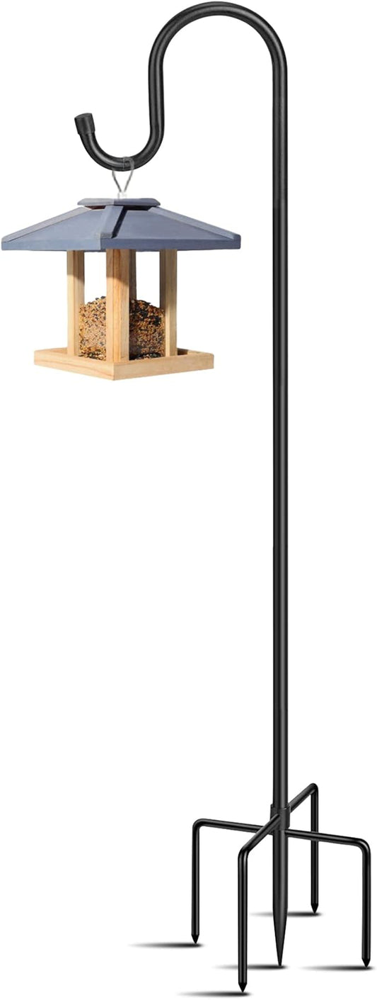 Adjustable Shepards Hooks for Outdoor with 5 Prong Base Shepherds Hooks for Outdoor Stand Pole for Humming Bird Feeder for Hanging Solar Lights Mason Jar Wedding Decor (48in)