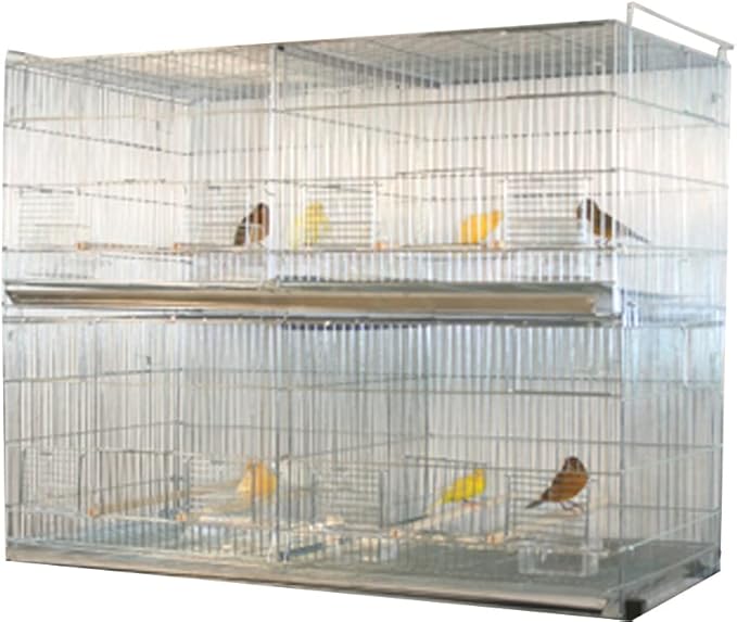 Lot-2 Extra Large 35.5"x18"x19"H No Rust Stainless Galvanized Zinc Stackable Breeder Bird Flight Cage Side Breeding Nest Box Door Removable Divider with Removable Rolling Stand