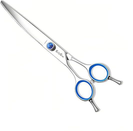 7.5inch Curved Dog Grooming Scissors, 25 Degree Curved Blades, VG10 Steel Pet Grooming Shears, Sharp Comfortable, Professional Pet Trimming Scissors for Cats Dogs Hair Cutting Groomer or at Home