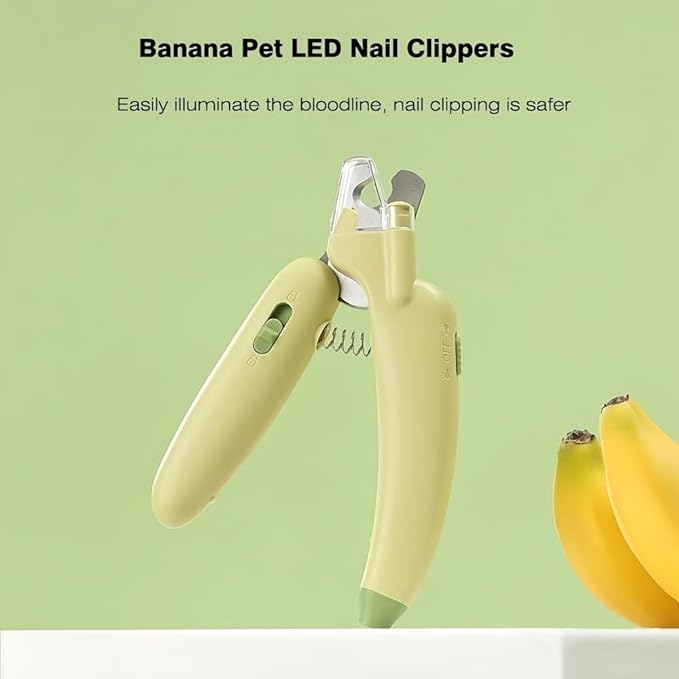 LED Pet Nail Clippers,Upgrade Cat Nail Clipper with Light,Cat Claw Trimmer Nail Clippers for Dogs,Trim Your Pets Nails Easy and Pain-Free Grooming Tool for Small Animals (Yellow)