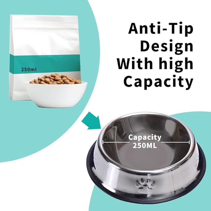 FAMILY'S BACKYARD Dog Bowls,Stainless Steel Dog and Cat Bowls, with a Diameter of 16CM at The Mouth and 22CM at The Bottom for Rust and Corrosion Prevention.