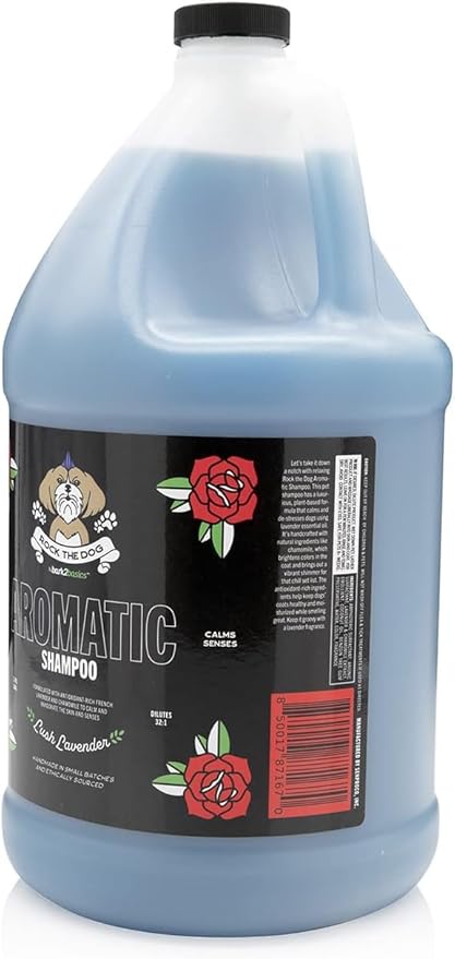 Bark2Basics Rock The Dog Aromatic Pet Shampoo, 1 Gallon - Lavender and Chamomile Infused to Calm and Invigorate The Skin and Senses, Concentrated, Professional Grade