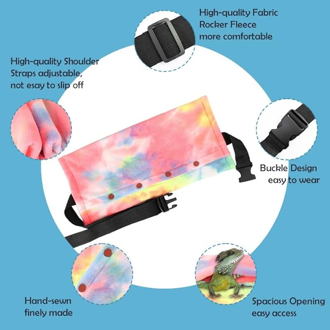 Small Animal Sling Carrier,Small Animal Bag for Bearded Dragons Lizards and Reptile with Adjustable Strap Tow Rope 3 Sizes Pack + Small Animal Sling Carrier（Red）