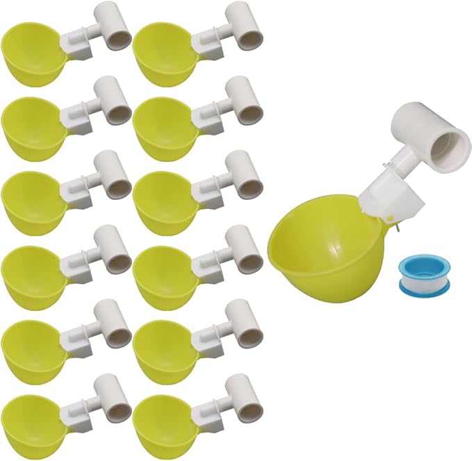 Automatic Chicken Waterer with Nuts 12Sets Bird Drinker Cups Watering System for Quail Pigeon Poultry Drinking