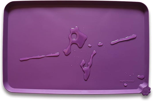 Hoki Found Silicone Pet Food Mats - Non Slip Dog Cat Bowl Placemats - Waterproof Dog Cat Food Mats for Carpet - Eggplant