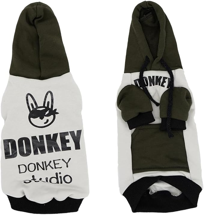 Sphynx Cat Hoodie Sweater, Thick Warm Stratch Soft Cat Hoodie Jacket,Two Legged Warm Fleece Hoodie for cat,Autumn Winter Clothes for Kitten Small Dogs (Dark Green&White, XL (7-9lbs))