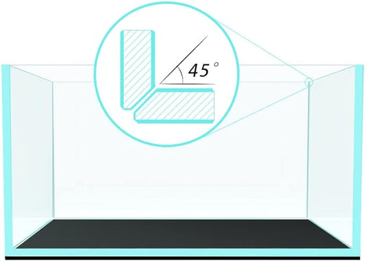 Fzone 3.8gal Shallow Rimless Low Iron Fish Tank Nova Clear Ultra-White 45° Mitered Edges Translucent Glass Anata Series Aquarium w/Black Foam Leveling Mat