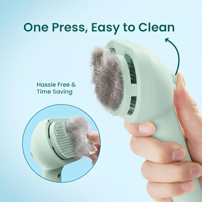 3 in 1 Cat Steam Brush - Self Cleaning Pet Steam Brush for Cat & Dog - Cat Brushes for Shedding with Quiet Motor - Elimination Flying Hair - Keep Your Clothes & Home Clean, Green