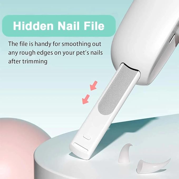Pet Nail Clipper for Cats - Gentle Round-Hole, Adjustable Claw Clippers Trimmer with Dust Storage, Hidden Nail File, Safe Pet Claw Clipper Grooming Tool