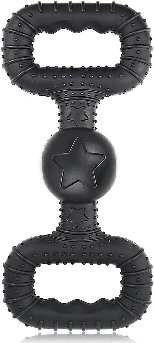 Natural Rubber Dog Toys for Medium Aggressive Chewers - Lifetime Replacement - Tough Tug War Dog Toy for Medium Dogs Tooth Clean, Black