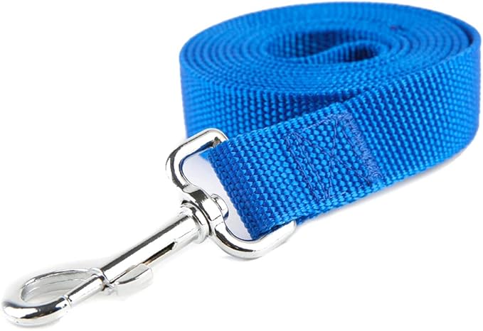 Nylon Dog Training Leash, Traction Rope, 4Ft /5 Foot /6 Feet Long, 5/8 inch 3/4 Inch 1 Inch Wide, for Small and Medium Dogs (1'' x 7 FT, Blue)