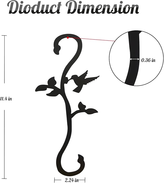 Hummingbird Bird Feeder Hanger Hooks for Outdoors Hanging, Shepherds Hanging Plant Hooks, S Garden Fence Hooks for House, Wind Chimes, Flower Basket(2PCS)