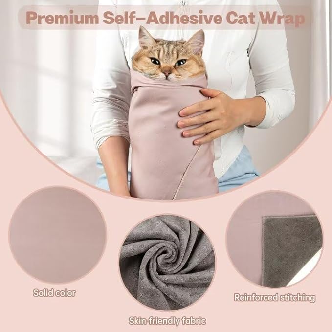Paw Legend 35.4" Cat Wrap for Grooming Cat Wrap for Cutting Nails Cat Restraint for Nail Clipping Self Adhesive Blanket Restraint Cloth for Cats Within 22lbs
