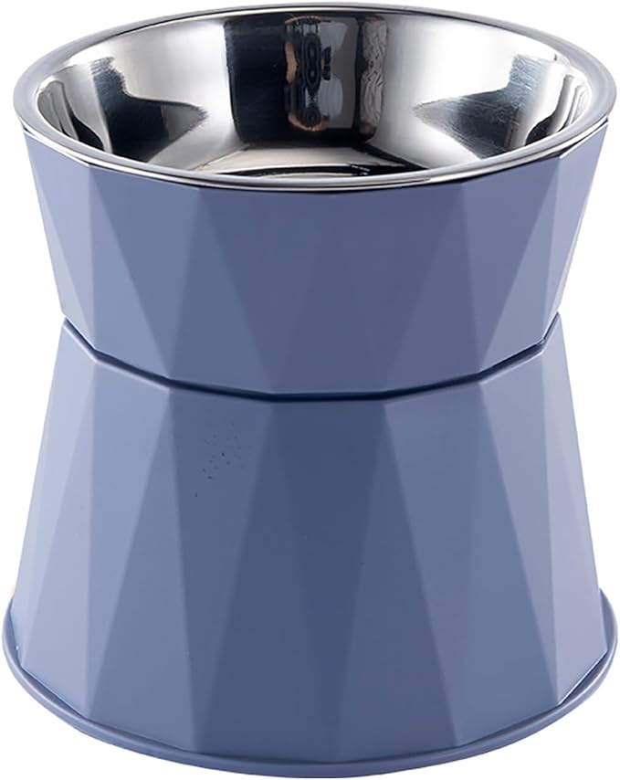 Elevated Cat Feeder, 5.5'' Height, Whisker-Relief Shape, Safe & Durable Cat Bowls for Food and Water, 1 Year Warranty(Blue)